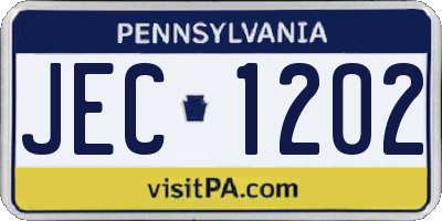 PA license plate JEC1202
