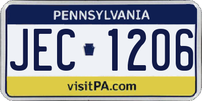 PA license plate JEC1206