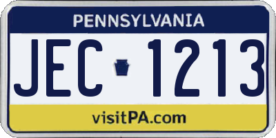 PA license plate JEC1213