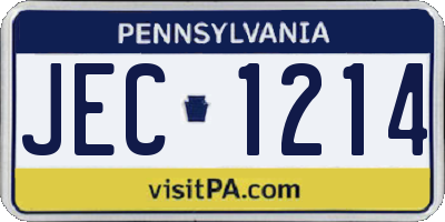 PA license plate JEC1214