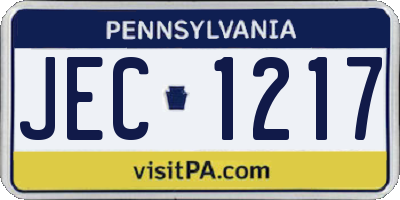 PA license plate JEC1217
