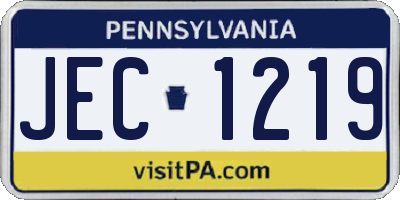 PA license plate JEC1219