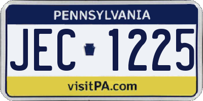 PA license plate JEC1225