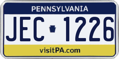 PA license plate JEC1226