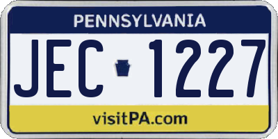PA license plate JEC1227