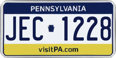 PA license plate JEC1228
