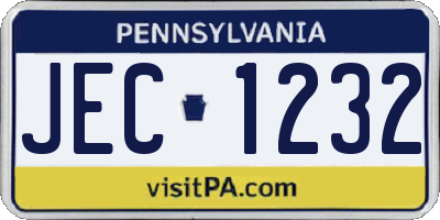 PA license plate JEC1232