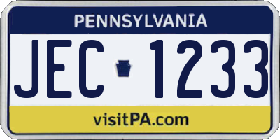 PA license plate JEC1233