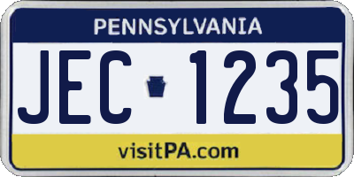 PA license plate JEC1235