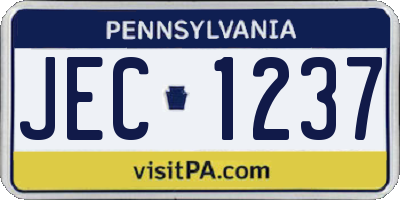 PA license plate JEC1237