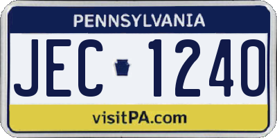 PA license plate JEC1240