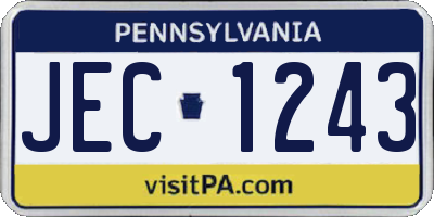 PA license plate JEC1243