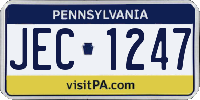 PA license plate JEC1247