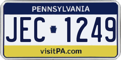 PA license plate JEC1249