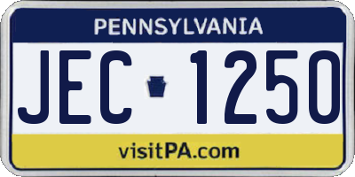 PA license plate JEC1250
