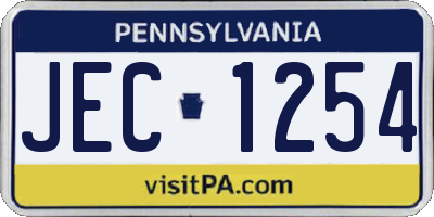 PA license plate JEC1254