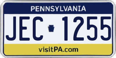 PA license plate JEC1255