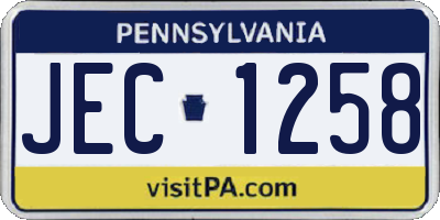 PA license plate JEC1258