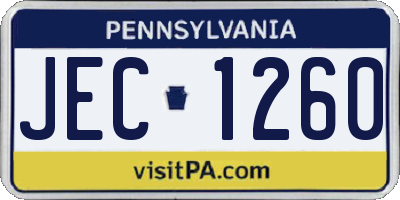 PA license plate JEC1260