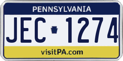 PA license plate JEC1274