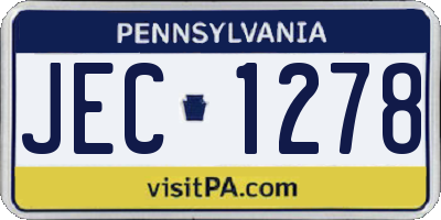 PA license plate JEC1278