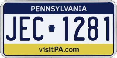 PA license plate JEC1281