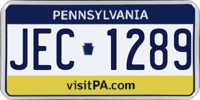 PA license plate JEC1289