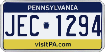PA license plate JEC1294