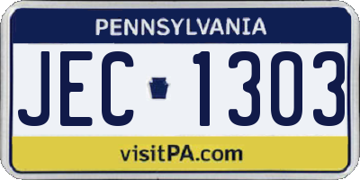 PA license plate JEC1303