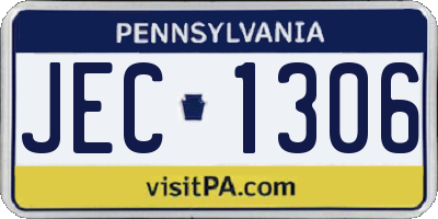 PA license plate JEC1306