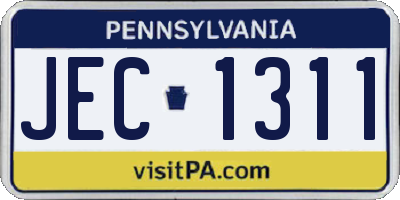 PA license plate JEC1311