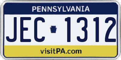 PA license plate JEC1312