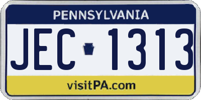 PA license plate JEC1313
