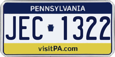 PA license plate JEC1322