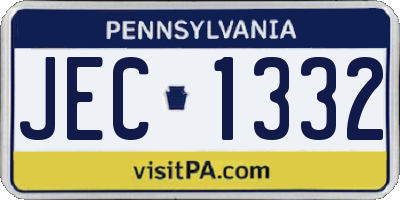 PA license plate JEC1332
