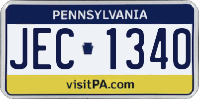 PA license plate JEC1340