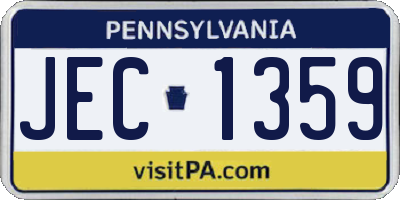 PA license plate JEC1359
