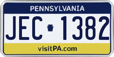 PA license plate JEC1382