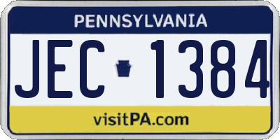 PA license plate JEC1384