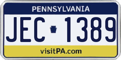PA license plate JEC1389