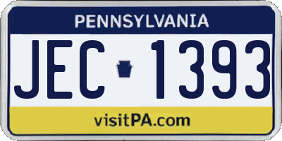 PA license plate JEC1393