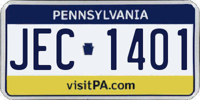 PA license plate JEC1401