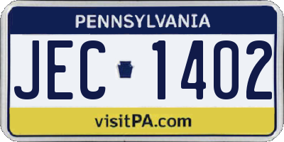 PA license plate JEC1402