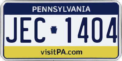PA license plate JEC1404