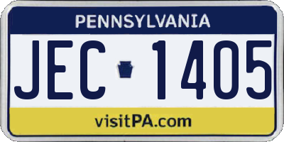 PA license plate JEC1405