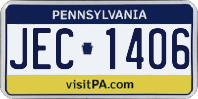 PA license plate JEC1406