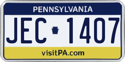 PA license plate JEC1407