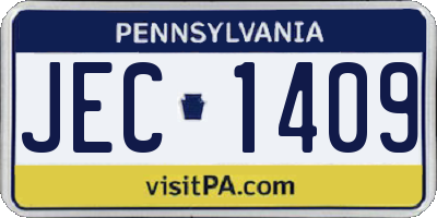 PA license plate JEC1409
