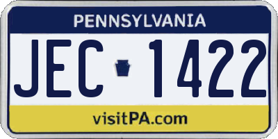 PA license plate JEC1422