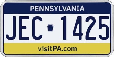 PA license plate JEC1425